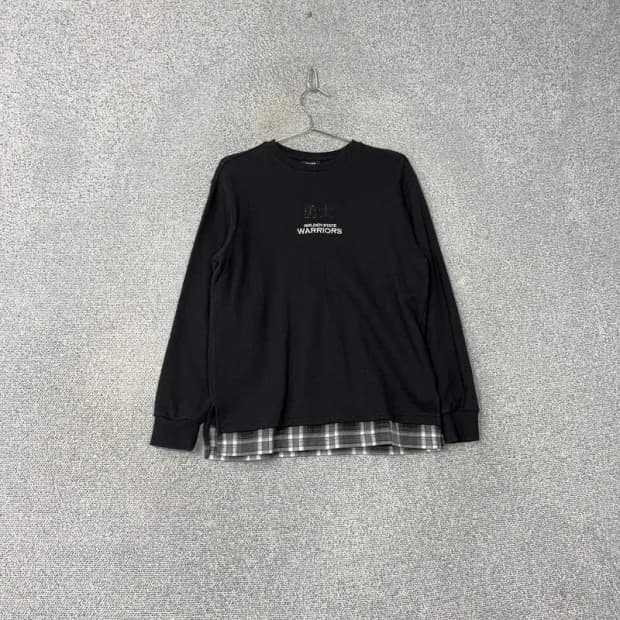 NBA 골든스테이트 체크 레이어드 블랙 긴팔티 S