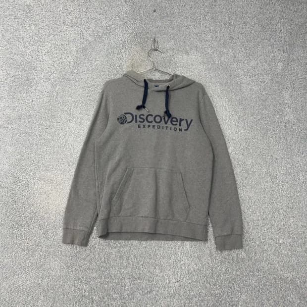 디스커버리 프린팅 로고 그레이 후드티 95