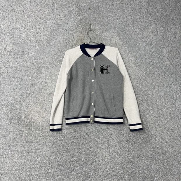 타미힐피거 빅로고 그레이 코튼 스타디움 자켓 M