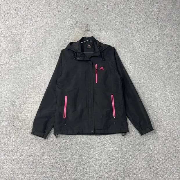 아디다스 핑크로고 블랙 바람막이 100