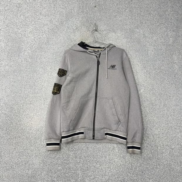 뉴발란스 로고 기능성 그레이 후드집업 M