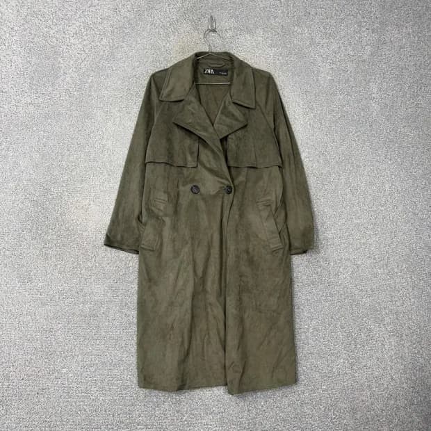 자라 워싱 카키 트렌치코트 L