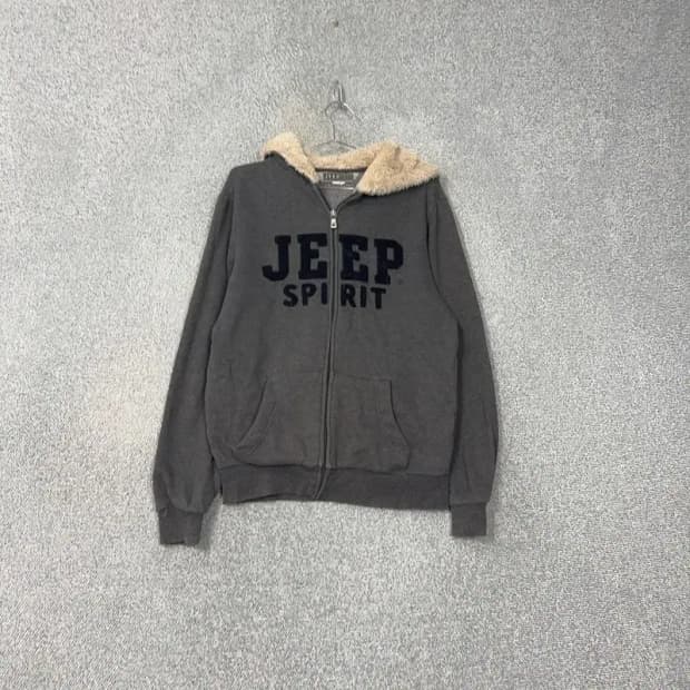 지프 로고 프린팅 그레이 퍼 후드집업 L