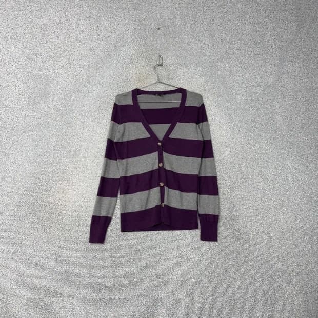 타미힐피거 스트라이프 퍼플 니트 가디건 XS