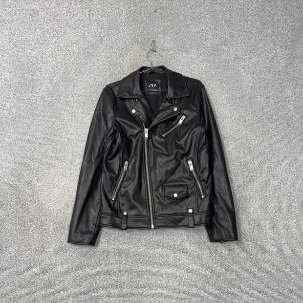 자라 캐주얼 클래식 레더 라이더 자켓 S