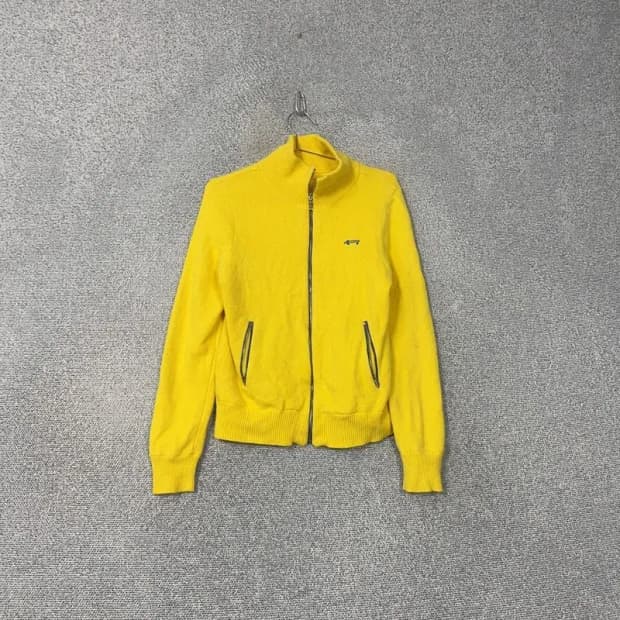 루이까스텔 로고 옐로우 여성 골프 니트 집업 100
