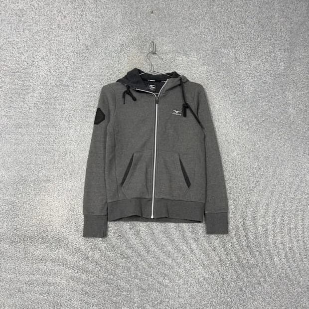 미즈노 그레이 로고 여성 캐주얼 후드집업 90