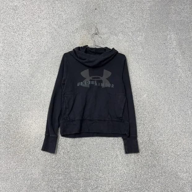 언더아머 로고 프린팅 블랙 후드티 XS