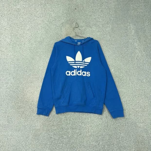 아디다스 빅로고 프린팅 블루 후드티 100