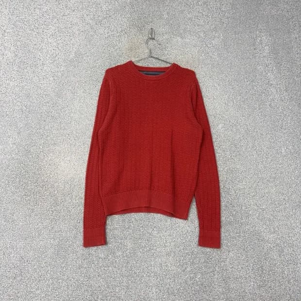 타미힐피거 코튼 라운드넥 레드 니트 S