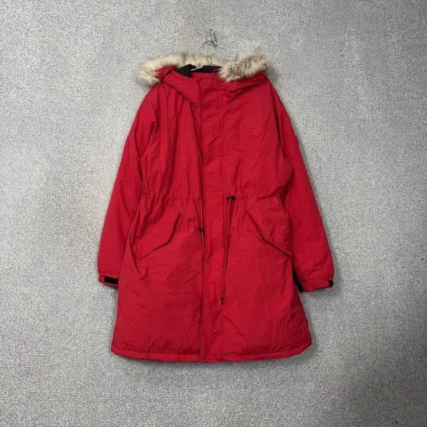 자라 레드 여성 캐주얼 퍼 롱패딩 L