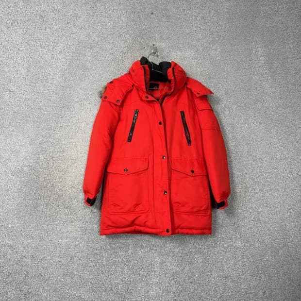 게스 캐주얼 레드 덕다운 오리털 패딩 점퍼 XS