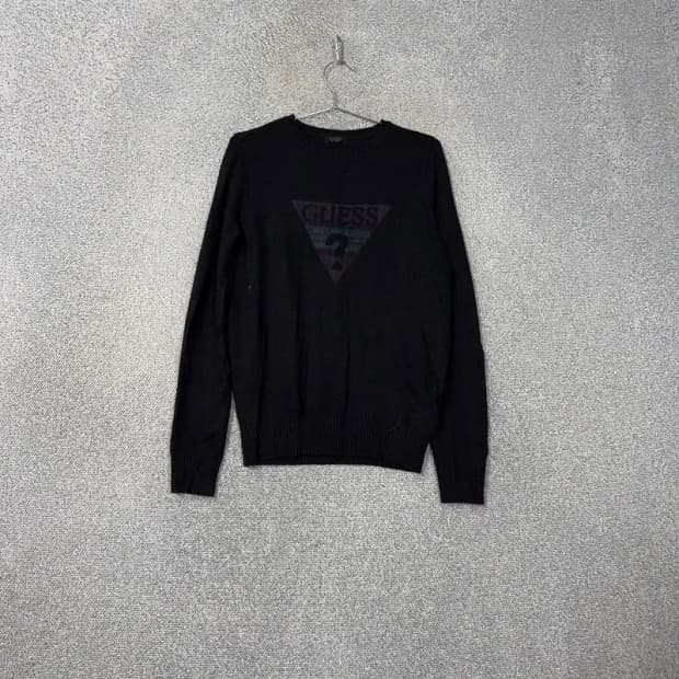 게스 블랙 삼각 로고 울 니트 M