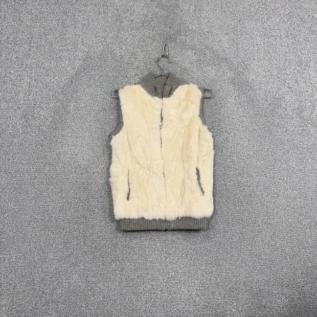 루이까스텔 폭스 퍼 크림 골프 니트 집업 조끼 95