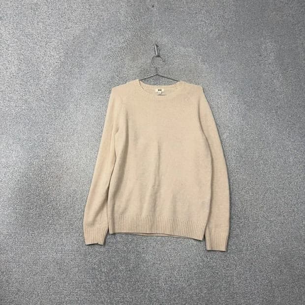 유니클로 베이지 남성 캐주얼 울 니트 M