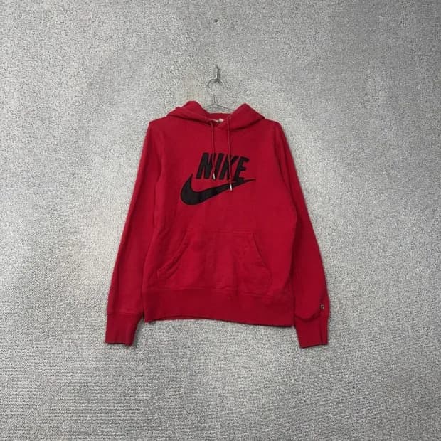나이키 빅스우시 프린팅 레드 후드티 M