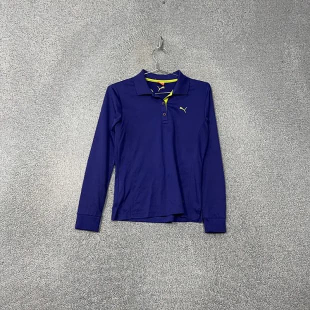 푸마 네이비 로고 기능성 여성 카라티 S