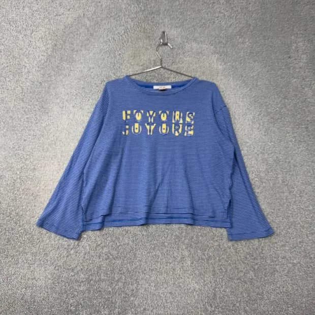 쥬씨쥬디 로고 여성 블루 캐주얼 긴팔티 S