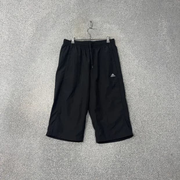 아디다스 블랙 로고 기능성 7부 반바지 105