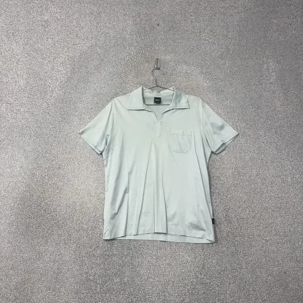 휴고보스 민트 라이트 블루 남성 캐주얼 반팔 카라티 L