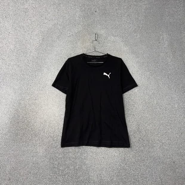 푸마 블랙 로고 코튼 반팔티 M