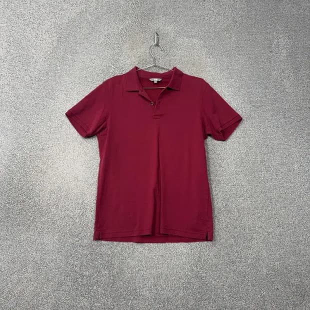 유니클로 버건디 캐주얼 무지 남성 반팔 카라티 L