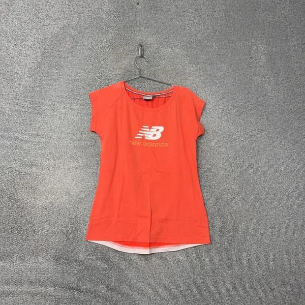 뉴발란스 여성 기능성 프린팅 러닝 오렌지 반팔 티 90