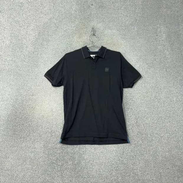 언더아머 로고 남성 블랙 반팔 카라티 M