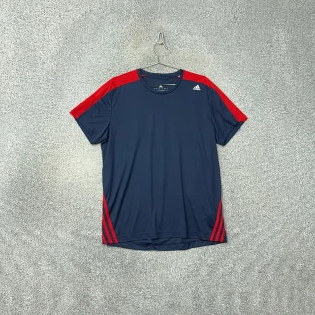 아디다스 로고 기능성 남성 네이비 반팔 티 L