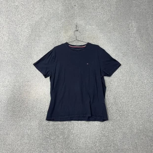 타미힐피거 로고 캐주얼 네이비 반팔 티 L