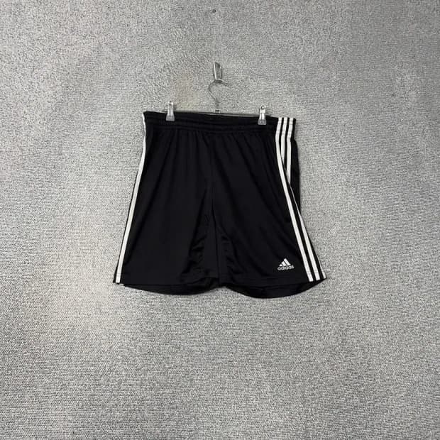 아디다스 블랙 로고 삼선 기능성 반바지 M