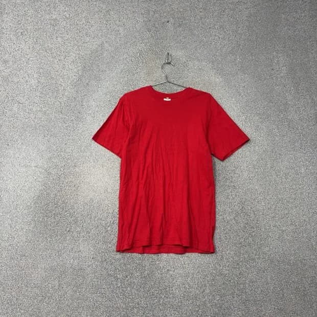 아디다스 화이트 탭 로고 빈티지 레드 반팔티 105