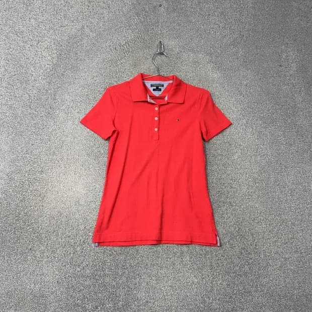 타미힐피거 레드 로고 여성 반팔 카라티 S