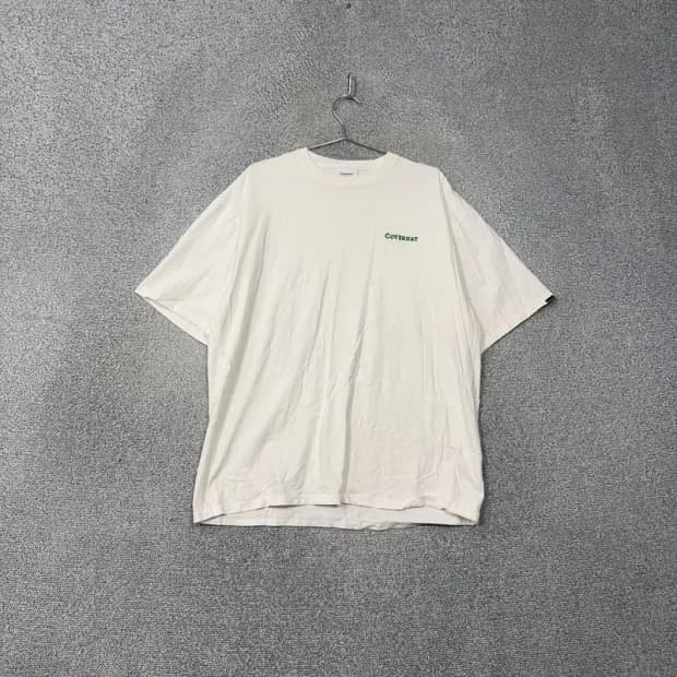 커버낫 화이트 로고 코튼 오버핏 반팔티 XL