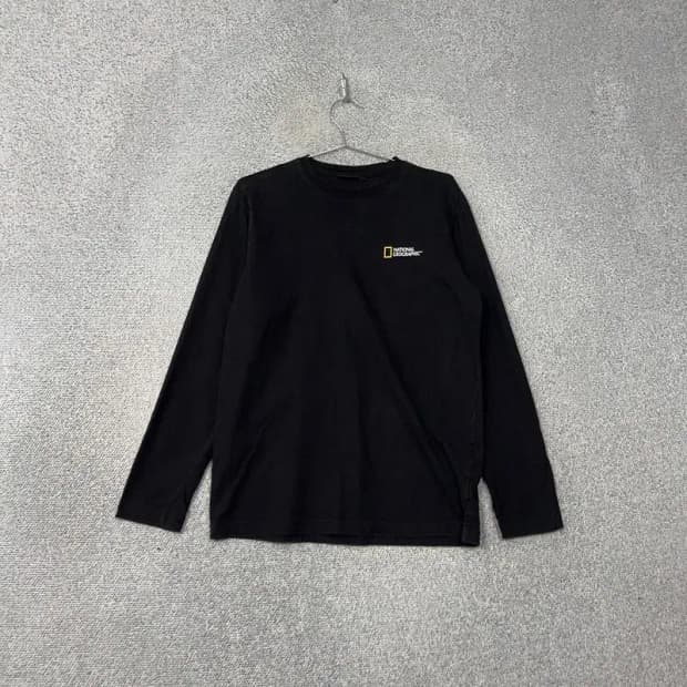 내셔널지오그래픽 블랙 로고 프린팅 캐주얼 긴팔 티 XL