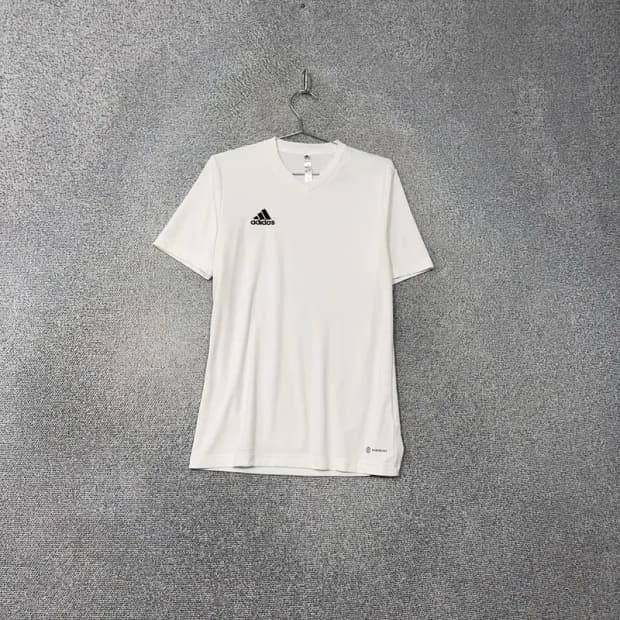 아디다스 화이트 로고 운동 기능성 반팔티 L