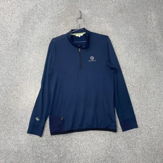 빈폴 네이비 로고 남성 기능성 반집업 긴팔티 95