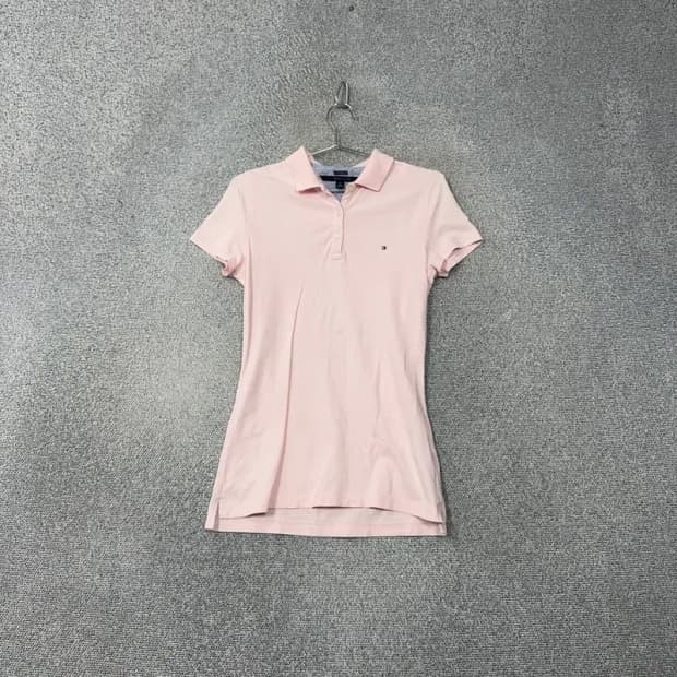 타미힐피거 여성 라이트 핑크 반팔 카라티 S