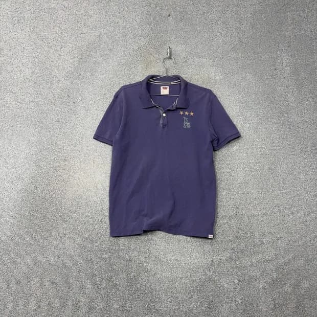 리바이스 네이비 빈티지 로고 남성 반팔 카라티 L