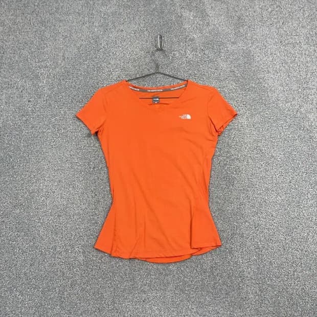 노스페이스 오렌지 로고 여성 운동 기능성 반팔 티 S/85