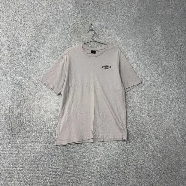 밀레 라이트 그레이 로고 남성 오버핏 반팔티 100