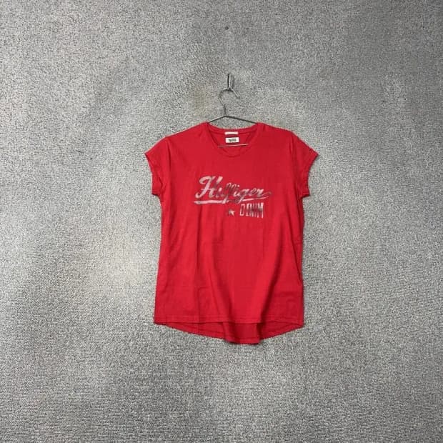 타미힐피거 Y2K 프린팅 빈티지 여성 숏 반팔티 XS-S