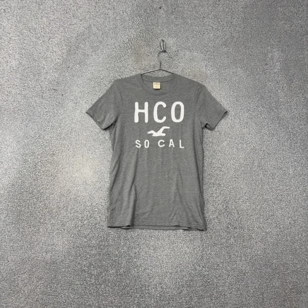 홀리스터 캐주얼 로고 그레이 반팔티 S