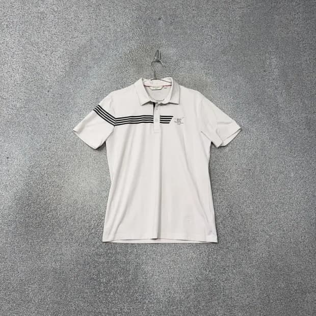 헨리코튼 로고 화이트 기능성 반팔 카라티 100