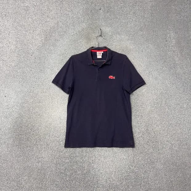 라코스테 네이비 로고 남성 캐주얼 반팔 카라티 100