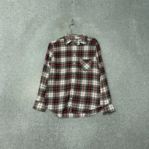 유니클로 레드 체크 플란넬 셔츠 L