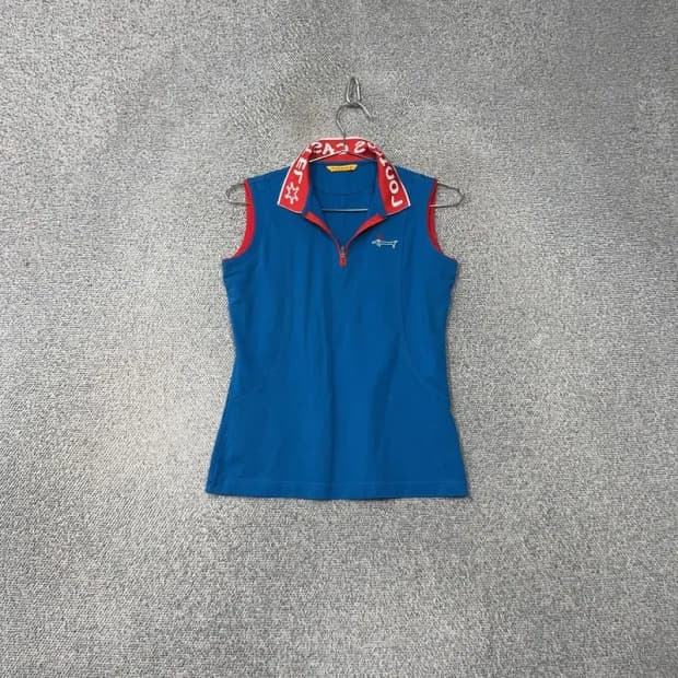 루이까스텔 로고 골프 기능성 블루 민소매 90