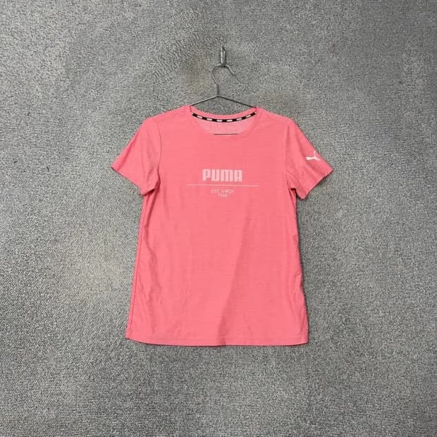 푸마 로고 기능성 프린팅 핑크 여성 반팔티 S