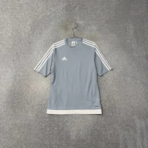 아디다스 라이트 그레이 로고 삼선 반팔 티 L