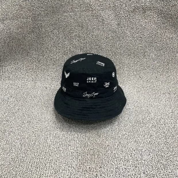 지프 블랙 빈티지 멀티 로고 버킷 햇